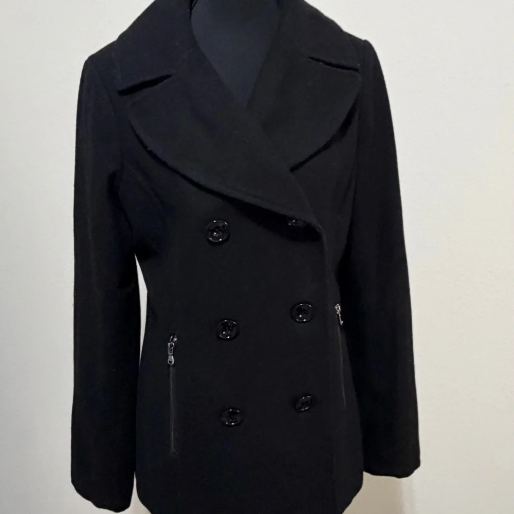 Black Rivet Classic Black Peacoat W3
